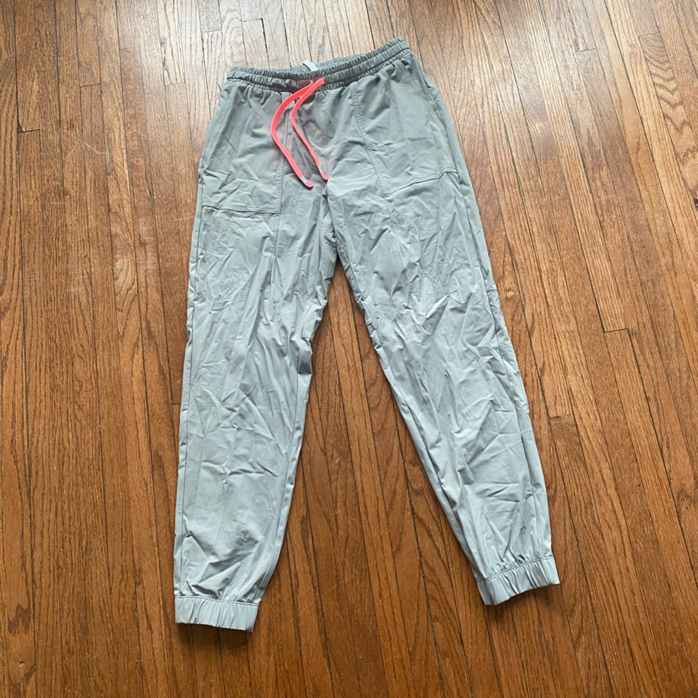 Fabletics Gray Jogger Pants with Coral Drawstring